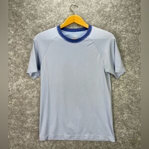 Fabletics Shirt Mens Medium Blue Athletic Performance Raglan Crew Tee Workout